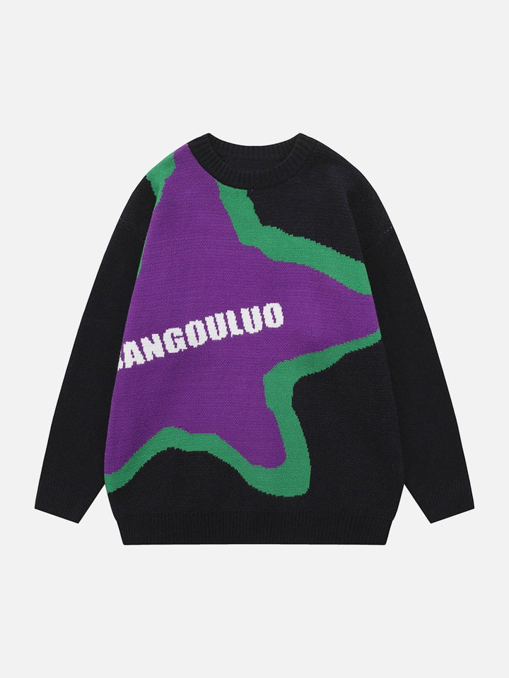 TALISHKO - Enshrouding Star Color Block Sweater - streetwear fashion, outfit ideas - talishko.com