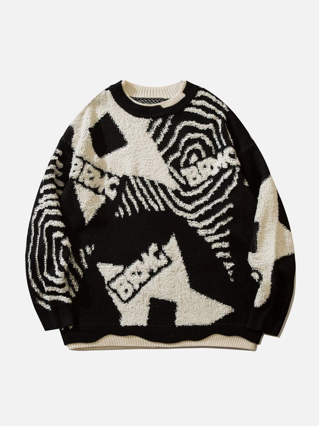 TALISHKO - Fake-Two Flocking Patchwork Sweater - streetwear fashion, outfit ideas - talishko.com