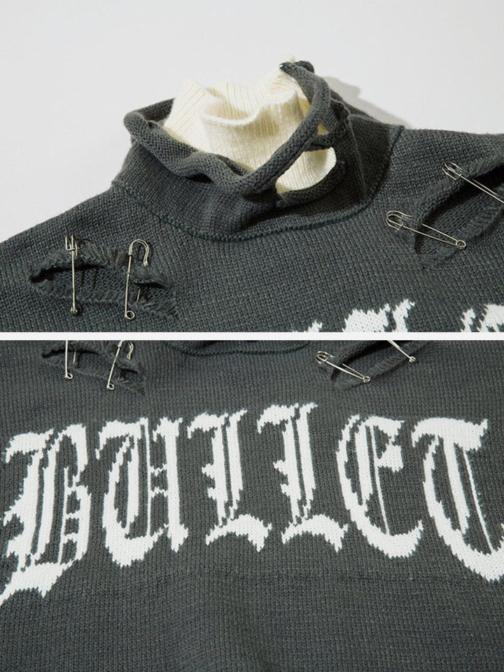 TALISHKO - Fake Two-Piece Pin Design Sweater - streetwear fashion, outfit ideas - talishko.com