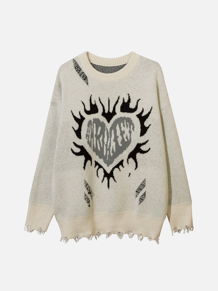 TALISHKO - Flame Heart Jacquard Sweater - streetwear fashion, outfit ideas - talishko.com
