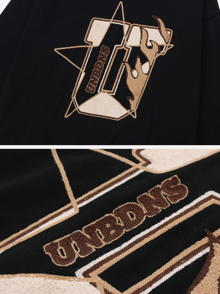TALISHKO - Flocked Flame Letters Hoodie - streetwear fashion, outfit ideas - talishko.com