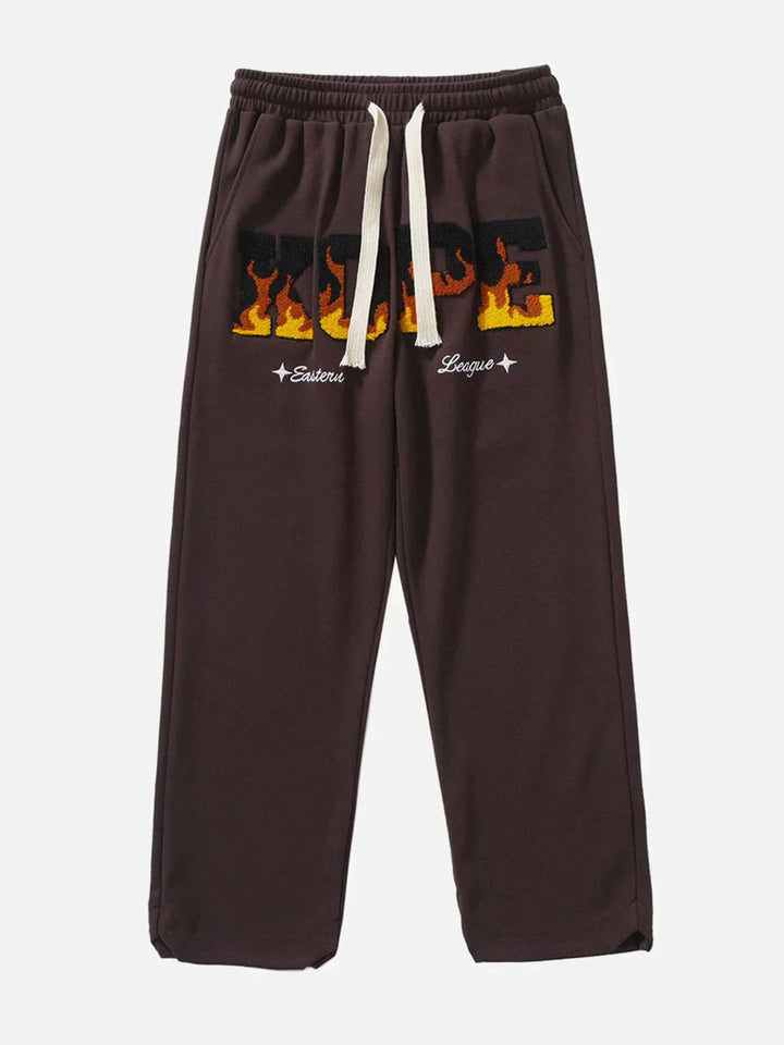 TALISHKO™ - Flocked Flaming Letters Sweatpants streetwear fashion - talishko.com