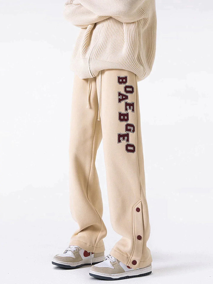 TALISHKO™ - Flocked Letter Foot Slit Sweatpants streetwear fashion - talishko.com