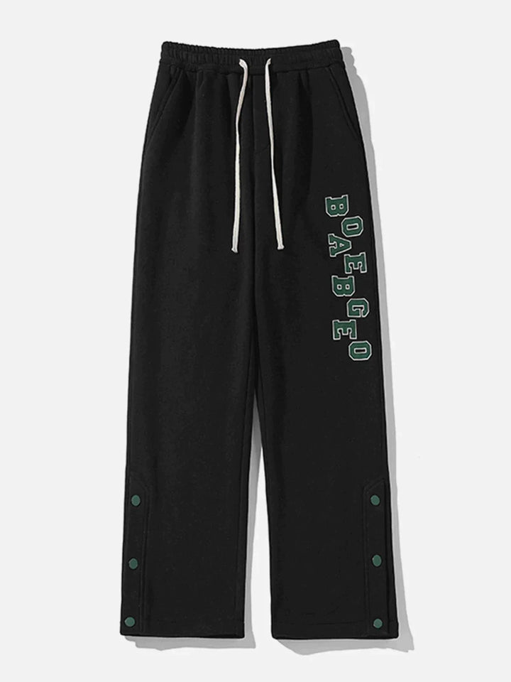 TALISHKO - Flocked Letter Foot Slit Sweatpants - streetwear fashion, outfit ideas - talishko.com