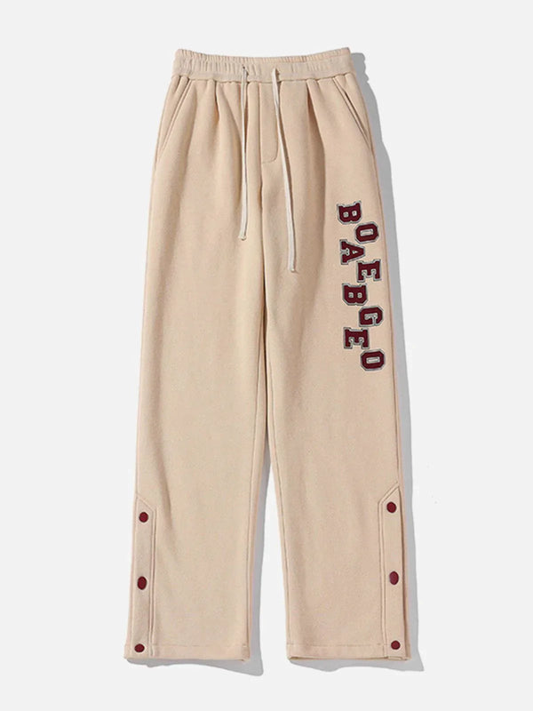 TALISHKO - Flocked Letter Foot Slit Sweatpants - streetwear fashion, outfit ideas - talishko.com