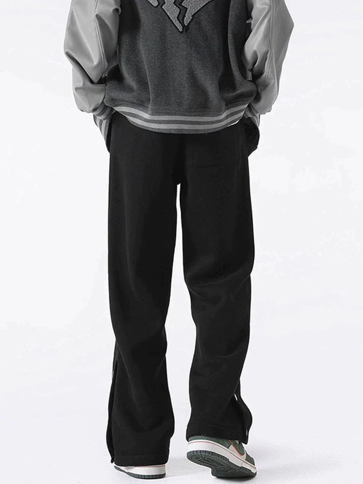 TALISHKO - Flocked Letter Foot Slit Sweatpants - streetwear fashion, outfit ideas - talishko.com