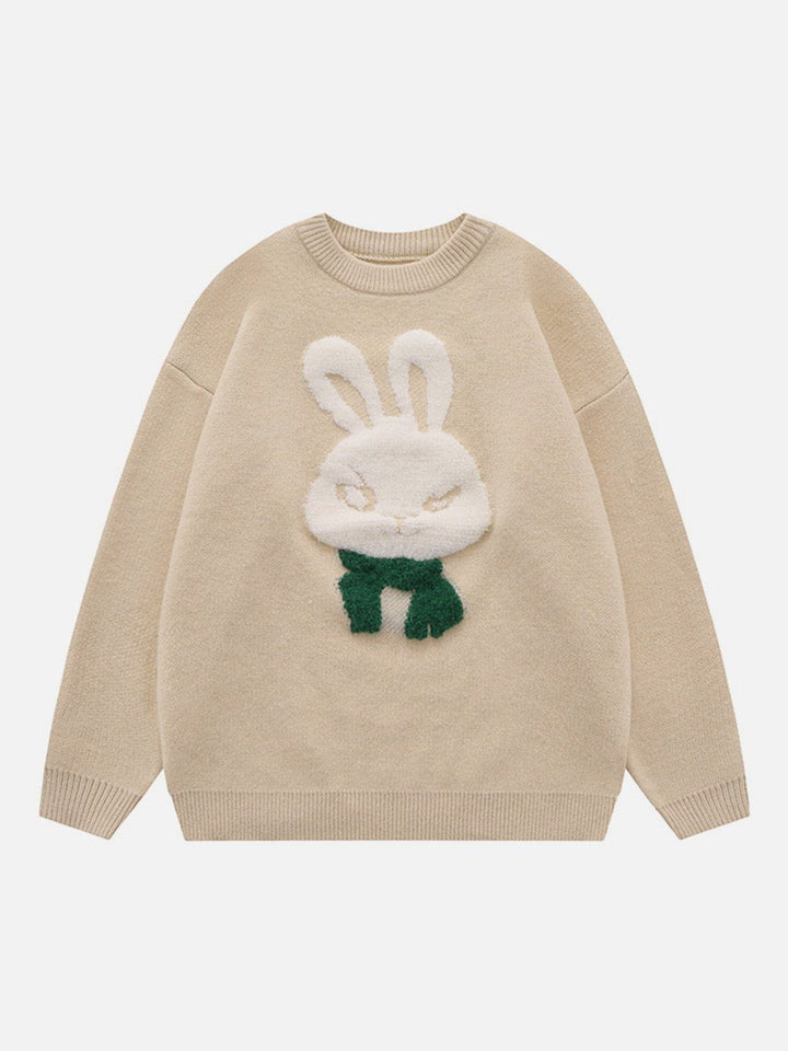 TALISHKO - Flocked Rabbit Graphic Sweater - streetwear fashion, outfit ideas - talishko.com