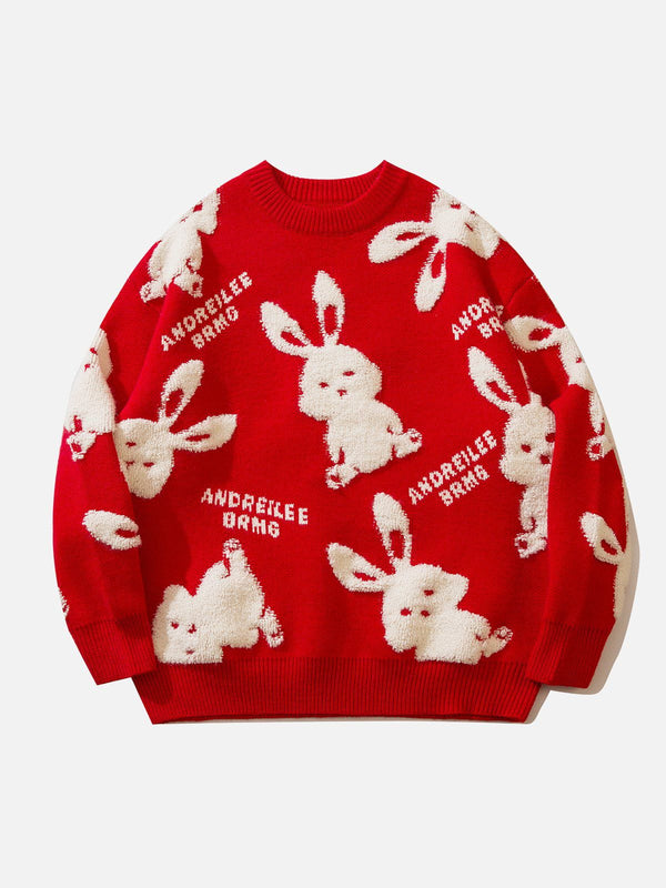 TALISHKO - Flocked Rabbit Jacquard Sweater - streetwear fashion, outfit ideas - talishko.com