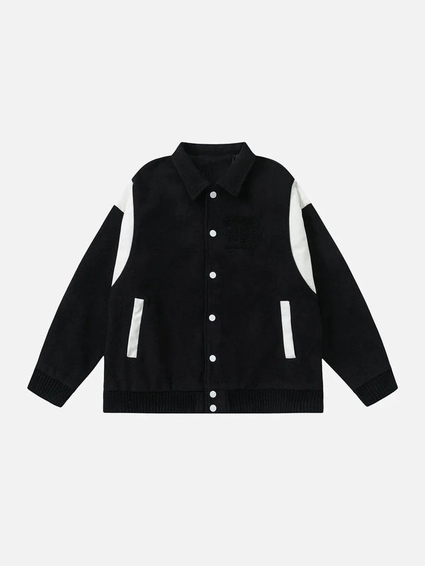 TALISHKO - Flocking Letters Tweed Varsity Jacket - streetwear fashion, outfit ideas - talishko.com
