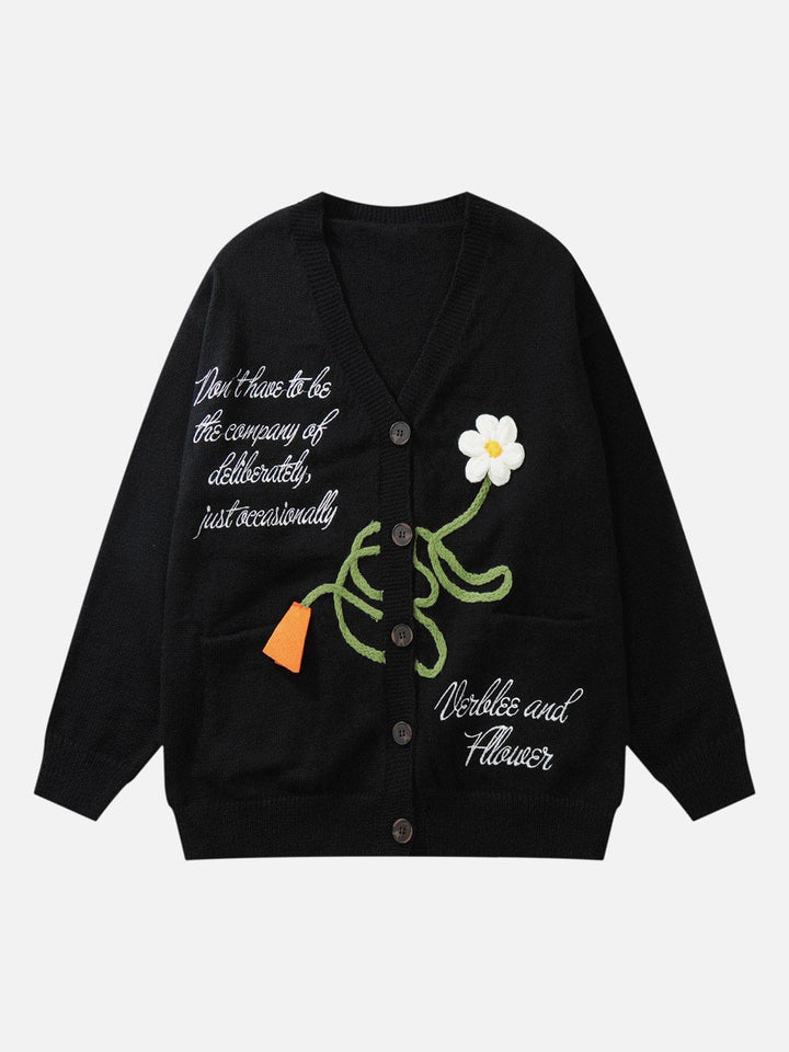 TALISHKO™ - Flower Embroidery Graphic Cardigan streetwear fashion - talishko.com