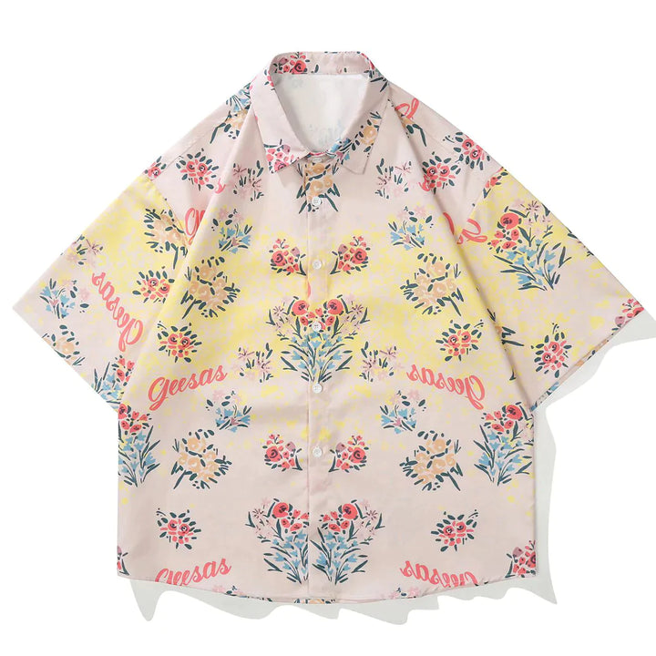 TALISHKO - Flower Letters Short Sleeve Shirt - streetwear fashion, outfit ideas - talishko.com