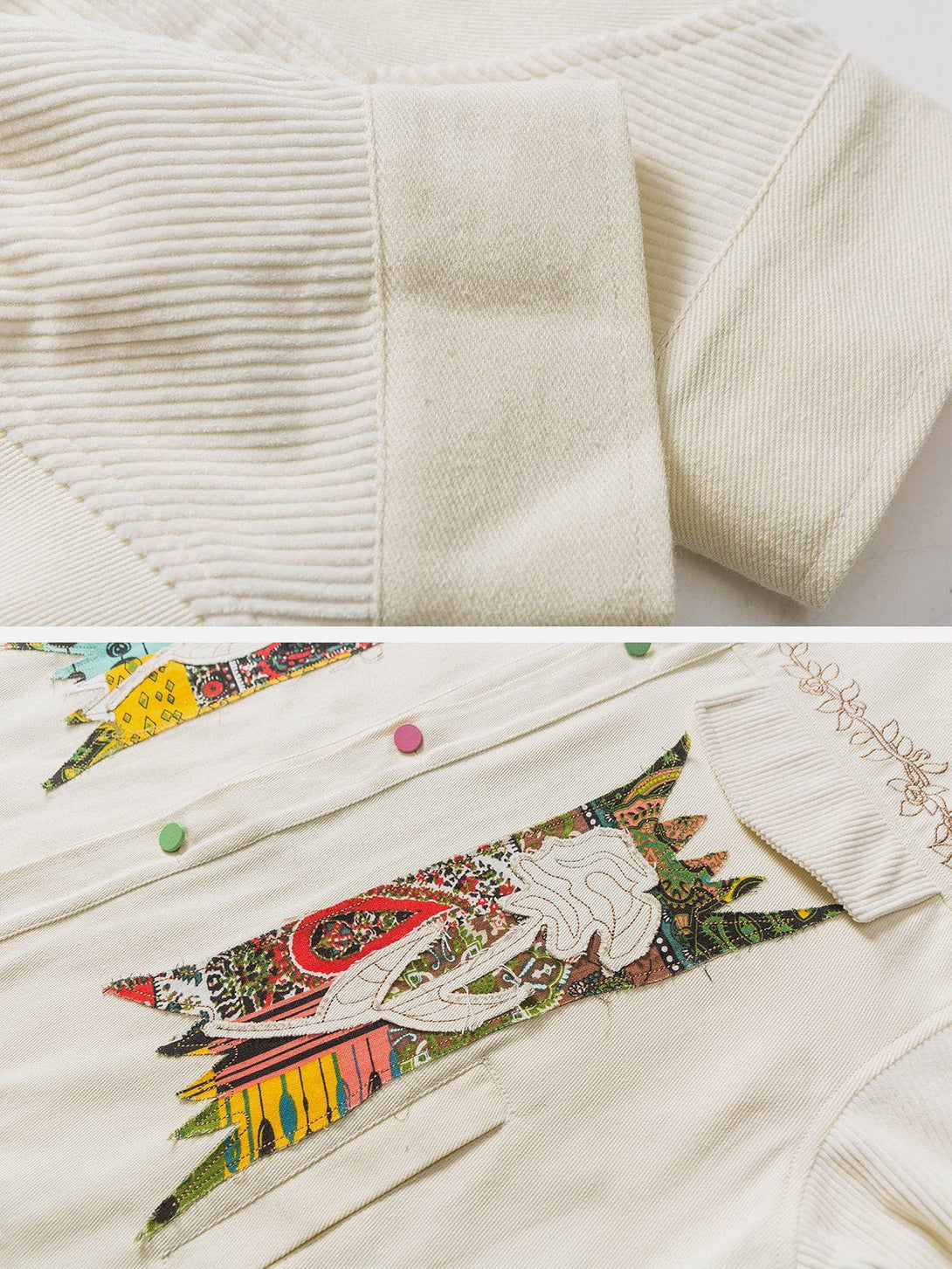TALISHKO - Flower Patchwork Embroidery Denim Jacket - streetwear fashion, outfit ideas - talishko.com