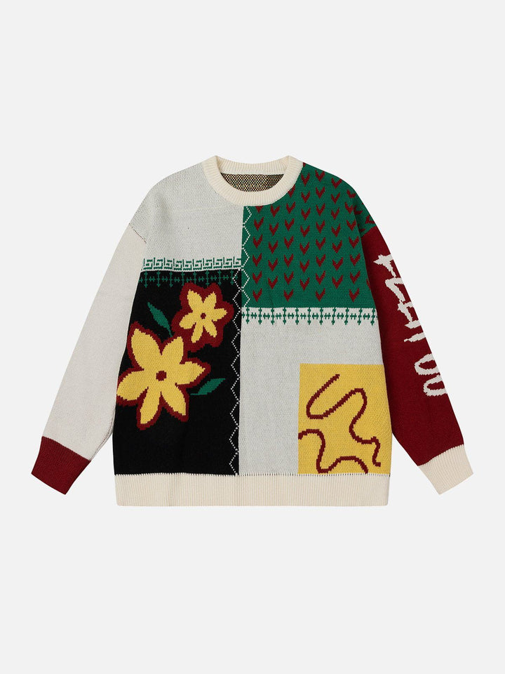 TALISHKO - Flowers Splicing Sweater - streetwear fashion, outfit ideas - talishko.com