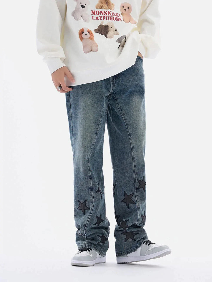 TALISHKO - Foot Mouth Star Jeans - streetwear fashion, outfit ideas - talishko.com