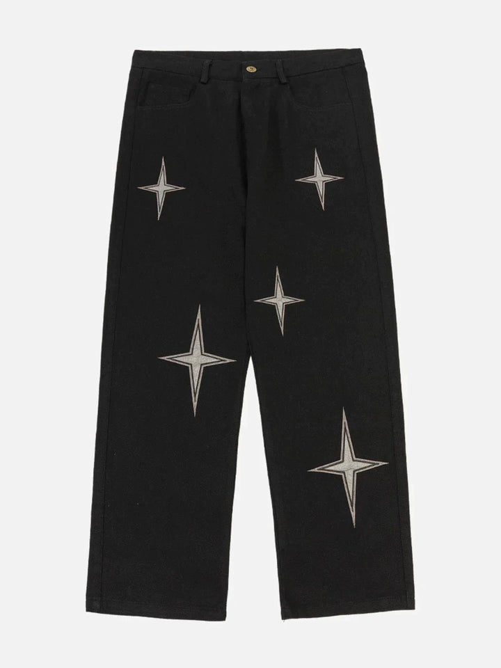 TALISHKO - Four-pointed Star Print Pants - streetwear fashion, outfit ideas - talishko.com