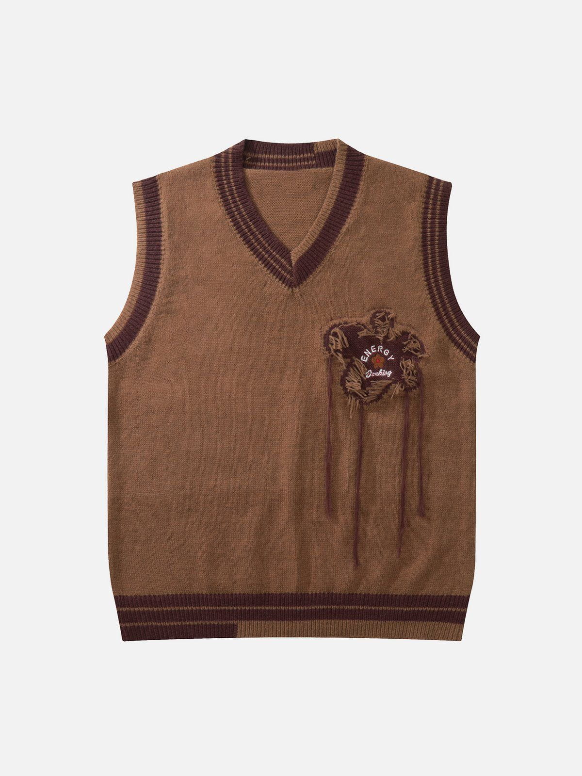 TALISHKO™ - Fringe Floral Jacquard Sweater Vest