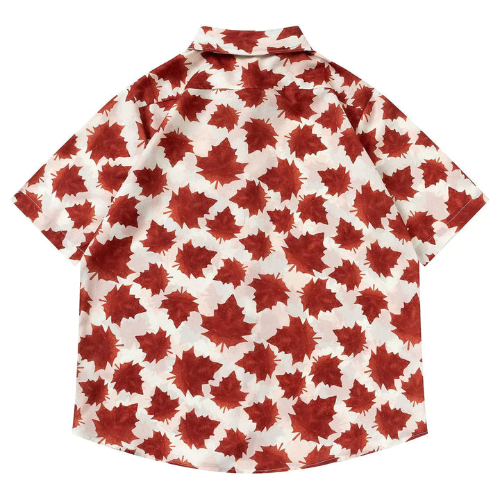 TALISHKO - Full Maple Leaf Print Short Sleeve Shirt - streetwear fashion, outfit ideas - talishko.com