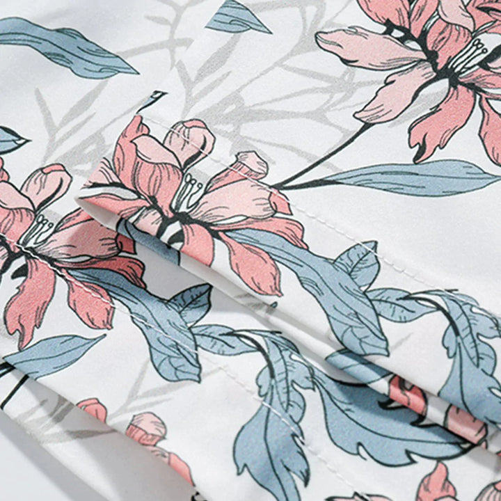 TALISHKO - Full Print Flower Graphic Short Sleeve Shirt - streetwear fashion, outfit ideas - talishko.com