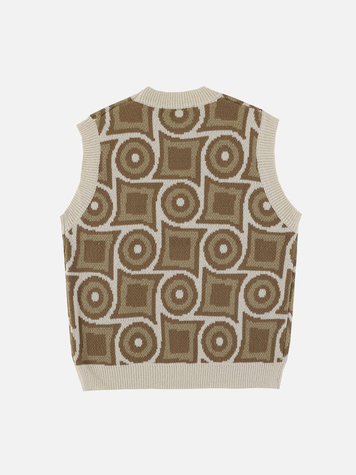 TALISHKO - Geometric Embroidery Sweater Vest - streetwear fashion, outfit ideas - talishko.com