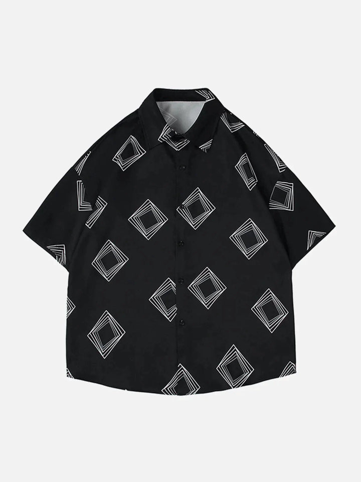 TALISHKO - Geometric Print Short Sleeve Shirt - streetwear fashion, outfit ideas - talishko.com
