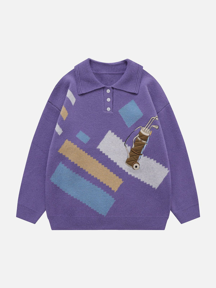 TALISHKO™ - Golf Embroidery Polo Collar Sweater streetwear fashion - talishko.com