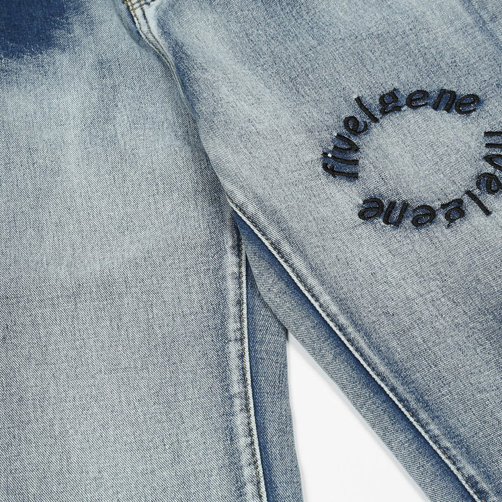 TALISHKO - Gradient Letter Embroidered Jeans - streetwear fashion, outfit ideas - talishko.com