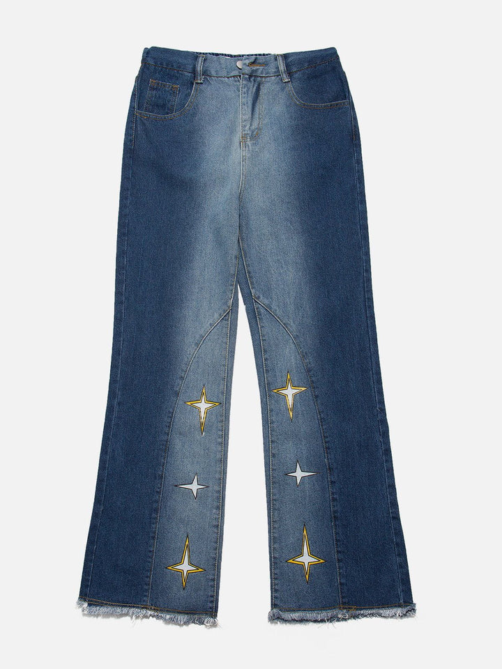 TALISHKO - Gradient Star Graphic Jeans - streetwear fashion, outfit ideas - talishko.com
