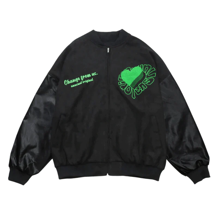 TALISHKO - Green Heart Embroidered Jacket - streetwear fashion, outfit ideas - talishko.com