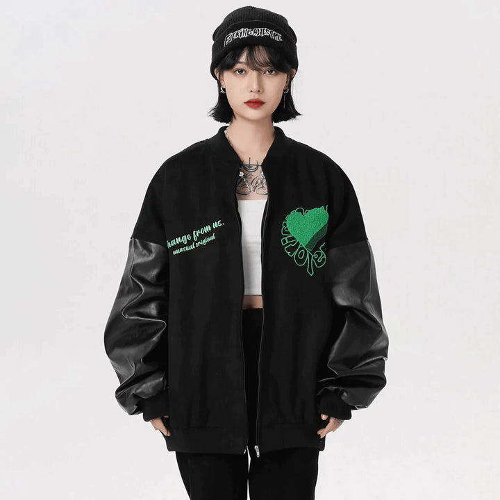 TALISHKO - Green Heart Embroidered Jacket - streetwear fashion, outfit ideas - talishko.com