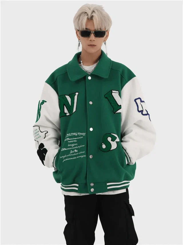 TALISHKO™ - Green NIS Varsity Jacket streetwear fashion - talishko.com