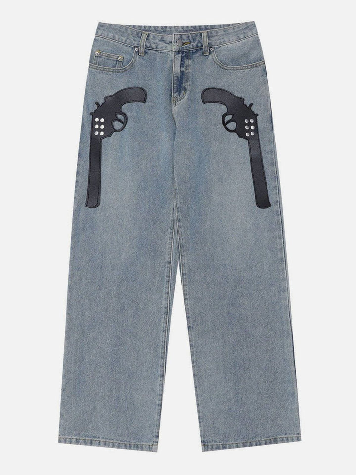 TALISHKO - Gun Pattern Jeans - streetwear fashion, outfit ideas - talishko.com