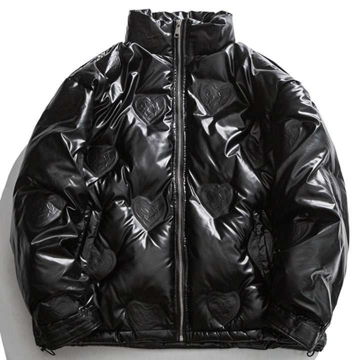 TALISHKO™ - Heart Embossing Solid Color Puffer Jacket