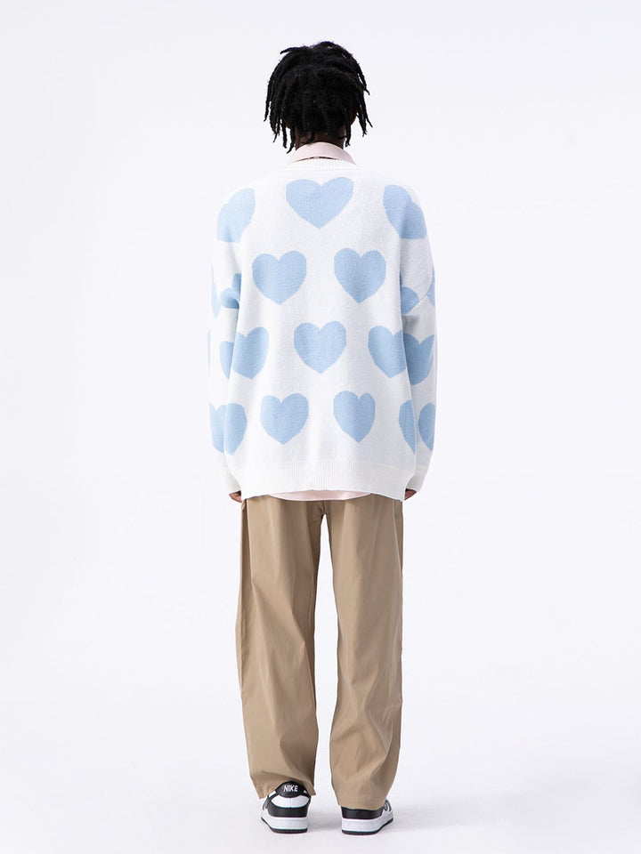 TALISHKO - Heart Pattern Layering Style Cardigan - streetwear fashion, outfit ideas - talishko.com