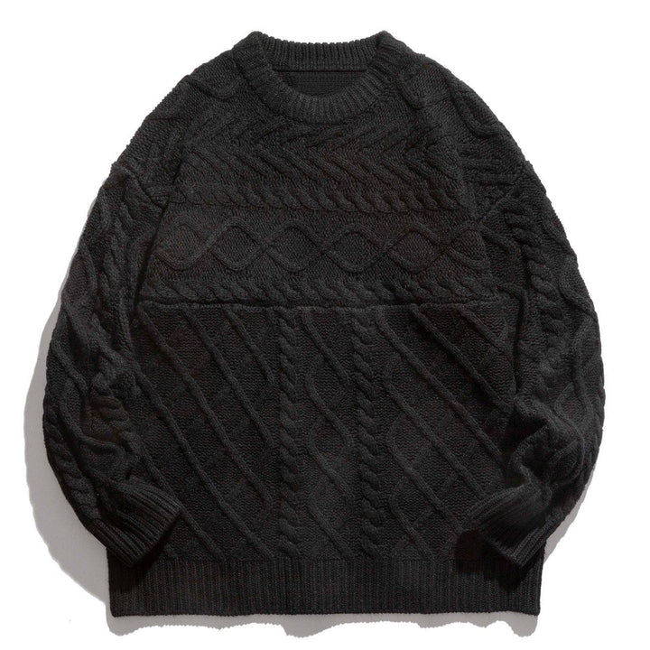TALISHKO - Hemp Pattern Solid Color Knit Sweater - streetwear fashion, outfit ideas - talishko.com