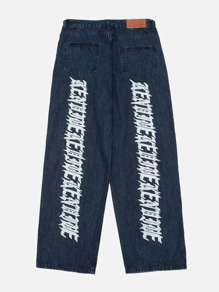 TALISHKO - Hole Letters Jeans - streetwear fashion, outfit ideas - talishko.com