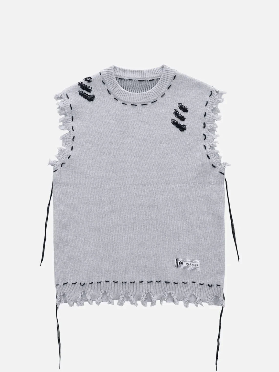 TALISHKO - Hole Raw Edge Sweater Vest - streetwear fashion, outfit ideas - talishko.com