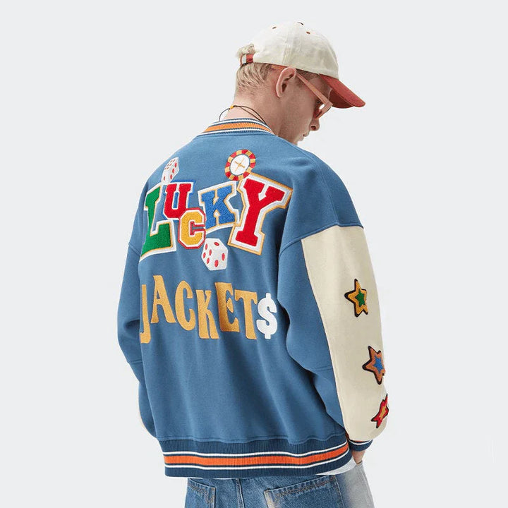 TALISHKO - LUCKY Baseball Jacket - streetwear fashion, outfit ideas - talishko.com