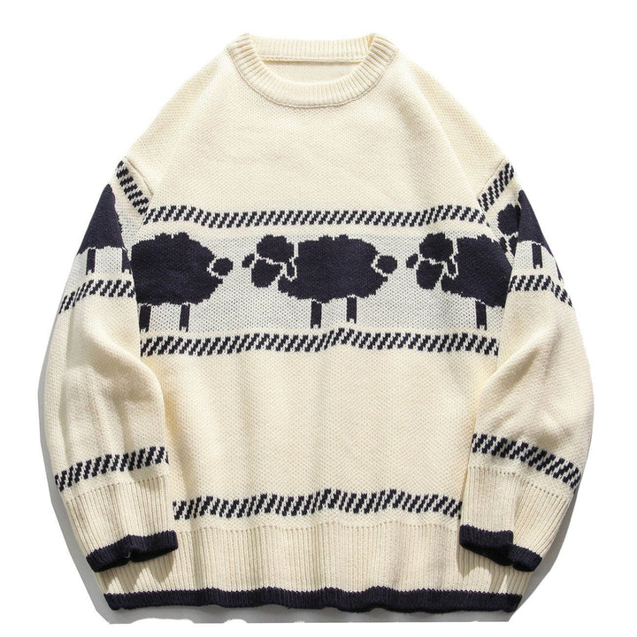TALISHKO - Lamb Jacquard Oversized Sweater - streetwear fashion, outfit ideas - talishko.com