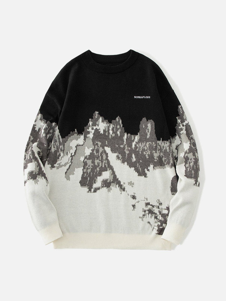 TALISHKO - Landscape Snow Mountain Jacquard Sweater - streetwear fashion, outfit ideas - talishko.com