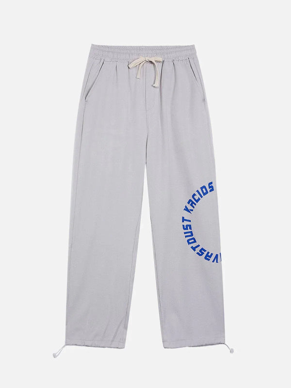 TALISHKO - Letters Graphic Ice Silk Pants - streetwear fashion, outfit ideas - talishko.com