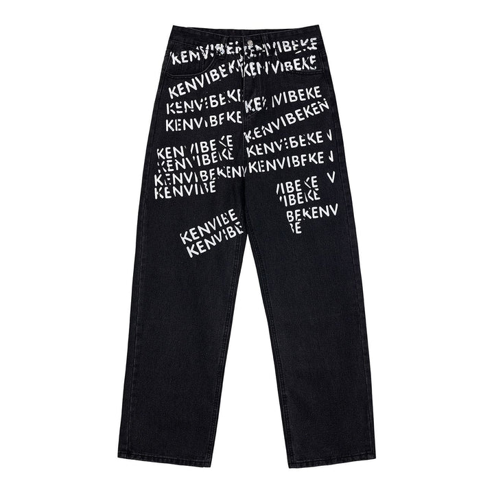 TALISHKO - Letters Printing Jeans - streetwear fashion, outfit ideas - talishko.com