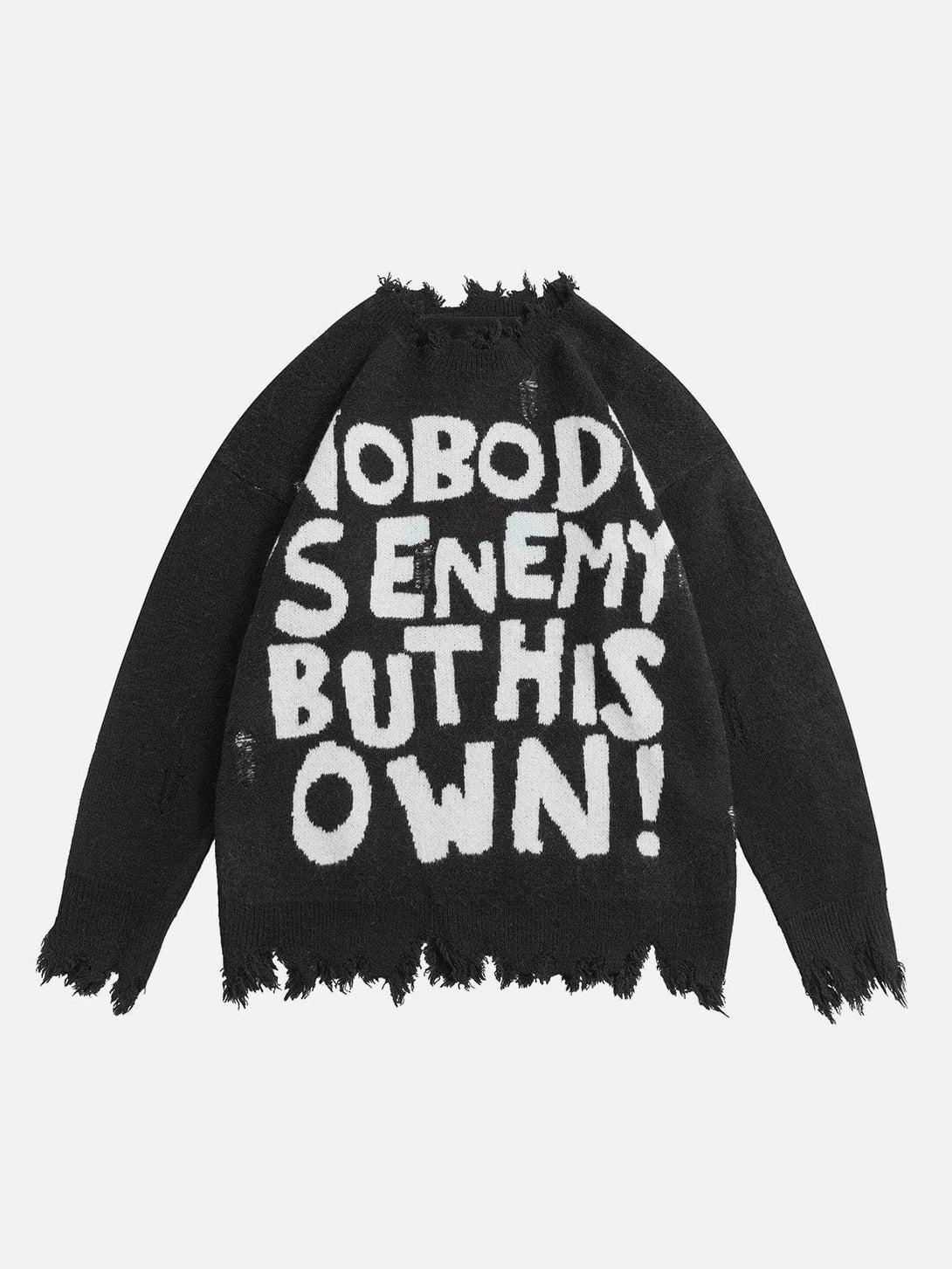 TALISHKO - Letters Ripped Hole Sweater - streetwear fashion, outfit ideas - talishko.com