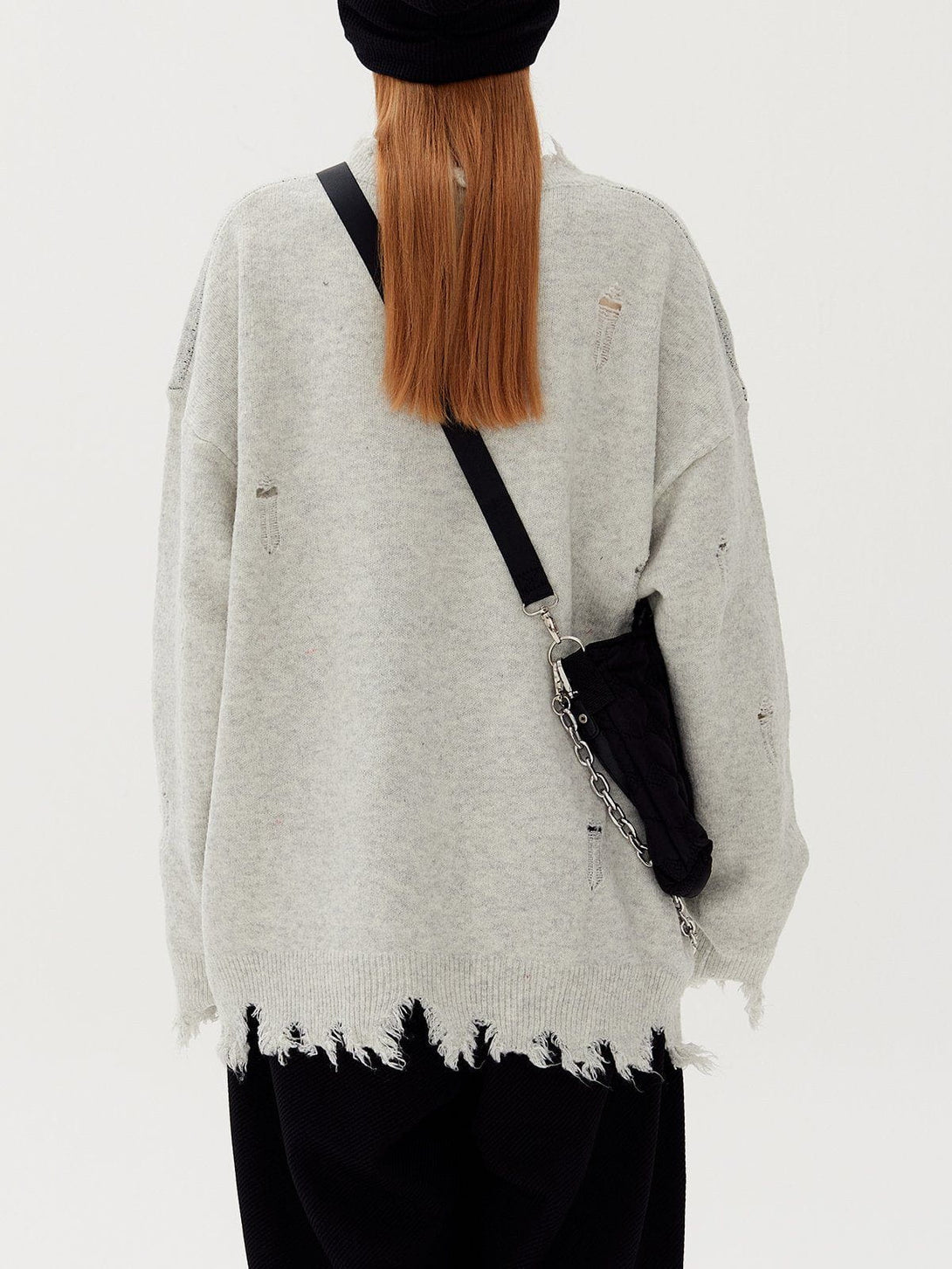 TALISHKO - Letters Ripped Hole Sweater - streetwear fashion, outfit ideas - talishko.com