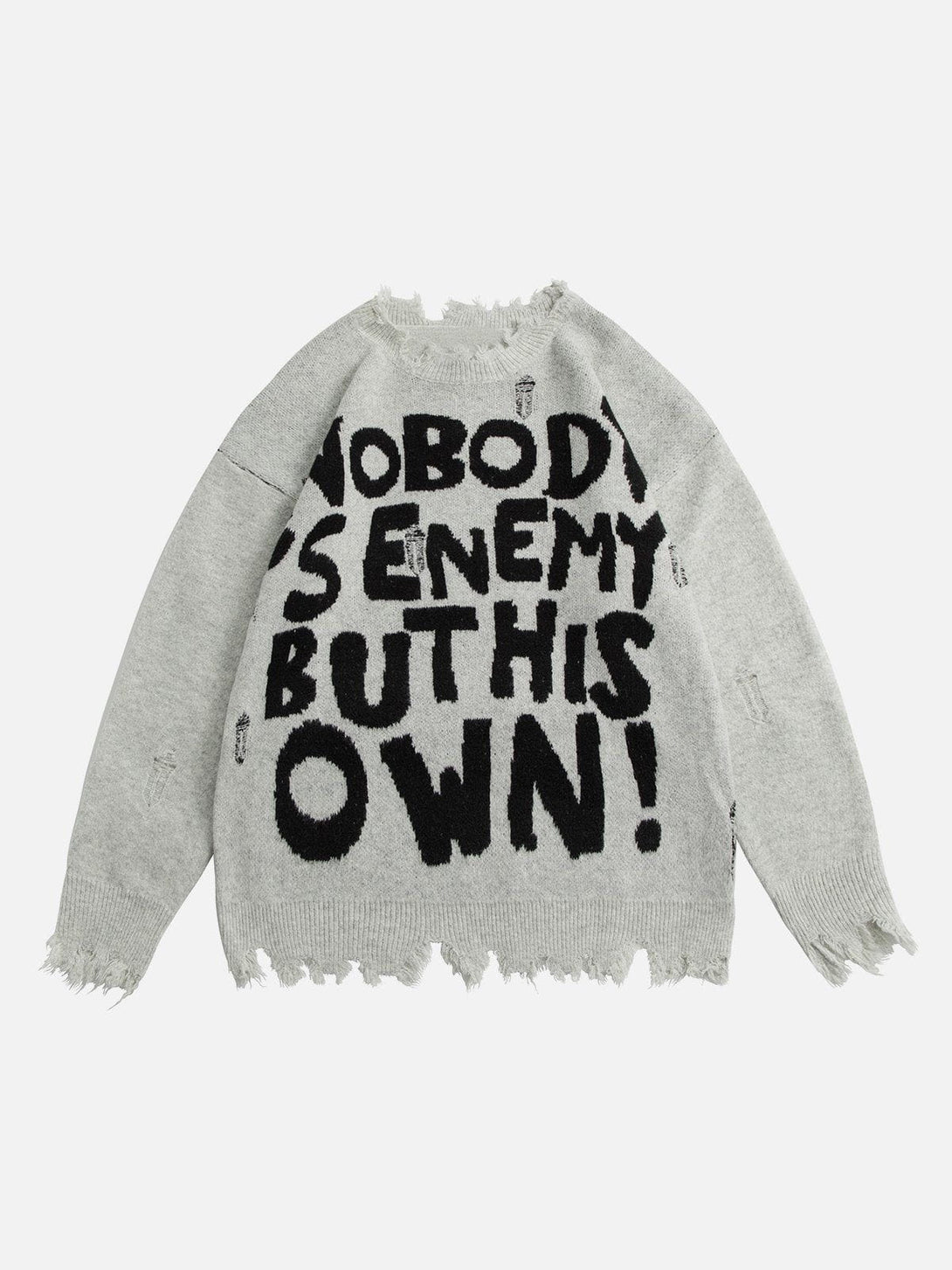 TALISHKO - Letters Ripped Hole Sweater - streetwear fashion, outfit ideas - talishko.com