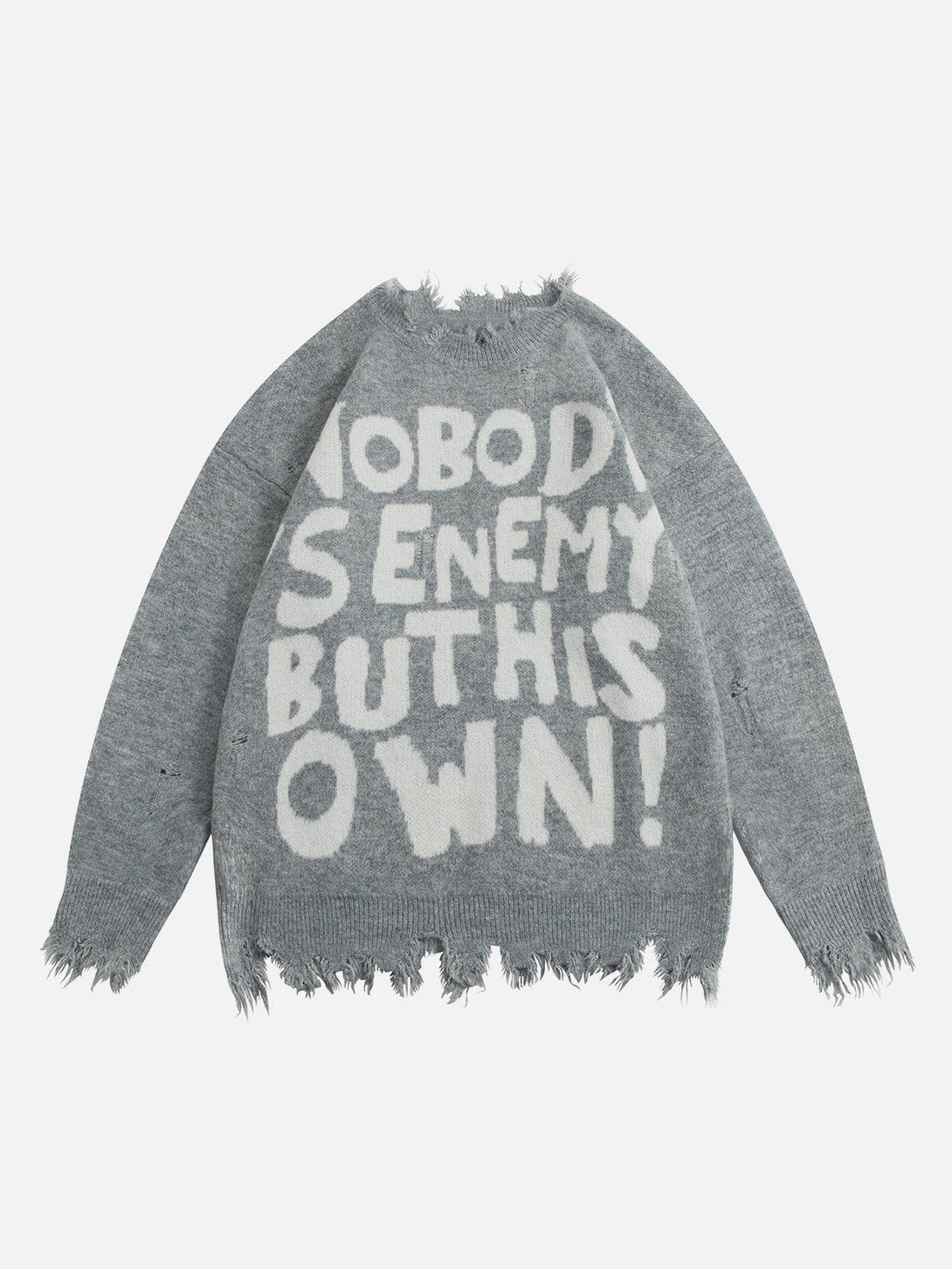 TALISHKO - Letters Ripped Hole Sweater - streetwear fashion, outfit ideas - talishko.com