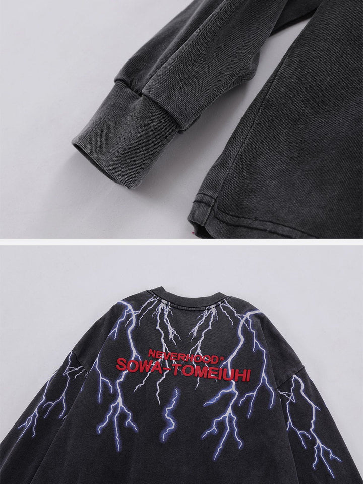 TALISHKO - Lightning Print Sweatshirt - streetwear fashion, outfit ideas - talishko.com
