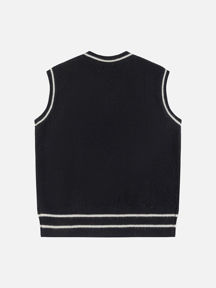 TALISHKO - Love Bear Applique Knitted Sweater Vest - streetwear fashion, outfit ideas - talishko.com