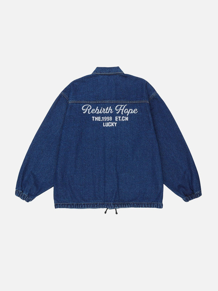 TALISHKO™ - Lucky Number Embroidered Denim Jacket streetwear fashion - talishko.com