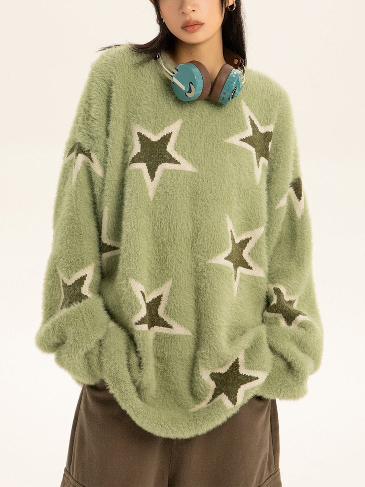 TALISHKO - Mohair Star Jacquard Soft Sweater - streetwear fashion, outfit ideas - talishko.com