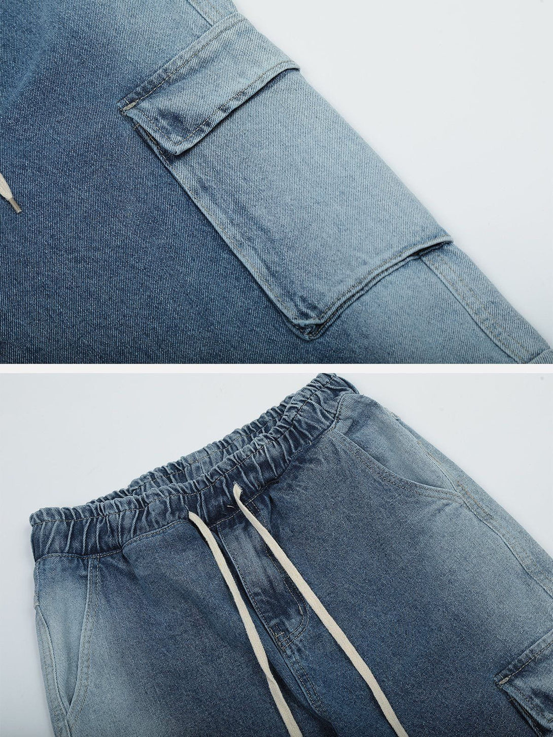 TALISHKO - Multi-Pocket Water-washed Jeans - streetwear fashion, outfit ideas - talishko.com